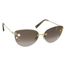 LOUIS VUITTON Desmayo Cat Eye Sunglasses Metal Brown Gold Z0051U Auth BA14024M-1