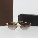 LOUIS VUITTON Desmayo Cat Eye Sunglasses Metal Brown Gold Z0051U Auth BA14024M-12