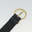 Salvatore Ferragamo Double Gancini Belt Leather Navy Gold Auth BA14028-10