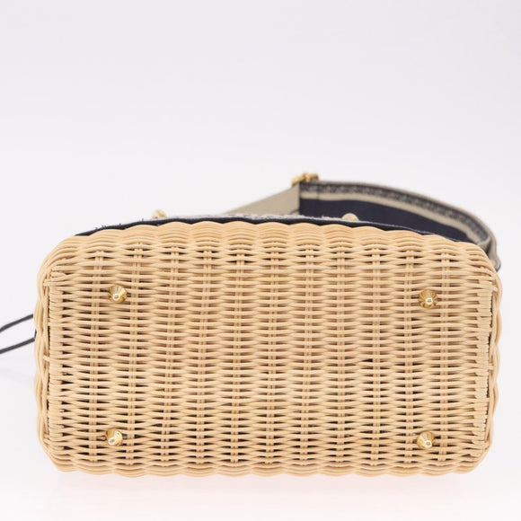 Christian Dior Oblique Jacquard Lady Dior Medium Rattan Navy Auth BA14029SAM