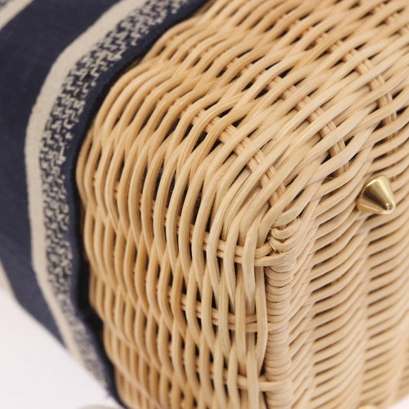 Christian Dior Oblique Jacquard Lady Dior Medium Rattan Navy Auth BA14029SAM