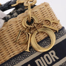 Christian Dior Oblique Jacquard Lady Dior Medium Rattan Navy Auth BA14029SAM-10