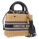Christian Dior Oblique Jacquard Lady Dior Medium Rattan Navy Auth BA14029SAM-1