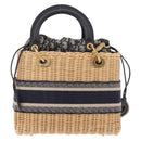 Christian Dior Oblique Jacquard Lady Dior Medium Rattan Navy Auth BA14029SAM-2