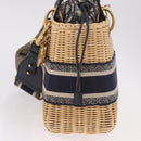 Christian Dior Oblique Jacquard Lady Dior Medium Rattan Navy Auth BA14029SAM-3