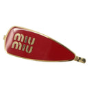Miu Miu Barrette Hair Clip Metal Red Gold Auth BA14031M-1