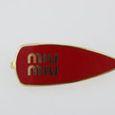 Miu Miu Barrette Hair Clip Metal Red Gold Auth BA14031M-4