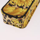 Gianni Versace Chain Shoulder Pouch PVC Canvas Yellow Gold Auth BA14033-14
