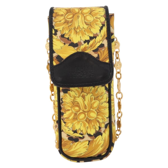 Gianni Versace Chain Shoulder Pouch PVC Canvas Yellow Gold Auth BA14033