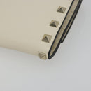 VALENTINO Rock Studs Wallet Leather Ivory Gold Auth BA14034M-15