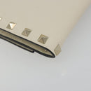 VALENTINO Rock Studs Wallet Leather Ivory Gold Auth BA14034M-16