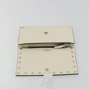VALENTINO Rock Studs Wallet Leather Ivory Gold Auth BA14034M-8