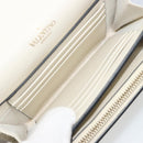VALENTINO Rock Studs Wallet Leather Ivory Gold Auth BA14034M-20