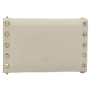 VALENTINO Rock Studs Wallet Leather Ivory Gold Auth BA14034M-2