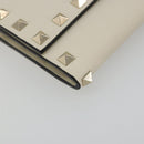 VALENTINO Rock Studs Wallet Leather Ivory Gold Auth BA14034M-14