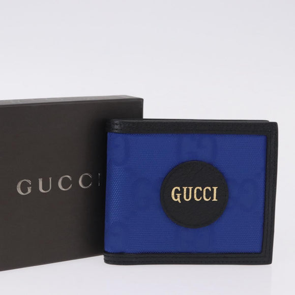 GUCCI GG Canvas Off The Grid Bifold Wallet Blue 625574 Auth BA14039M