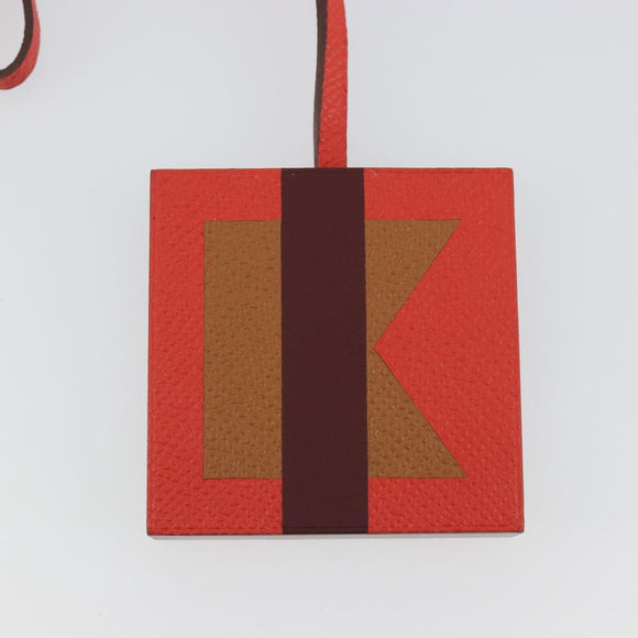 HERMES Retort Okare K Bag Charm Leather Orange Auth BA14045M
