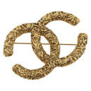 CHANEL Lava Brooch Metal Gold Tone CC Auth BA14046V-1