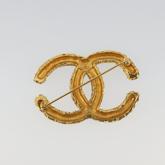 CHANEL Lava Brooch Metal Gold Tone CC Auth BA14046V