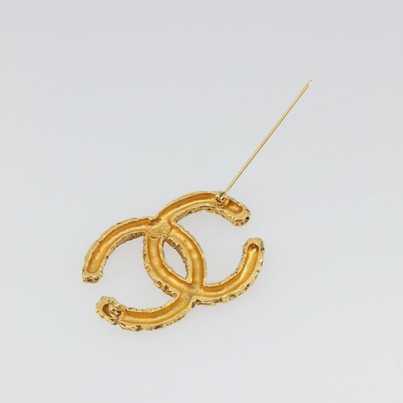 CHANEL Lava Brooch Metal Gold Tone CC Auth BA14046V