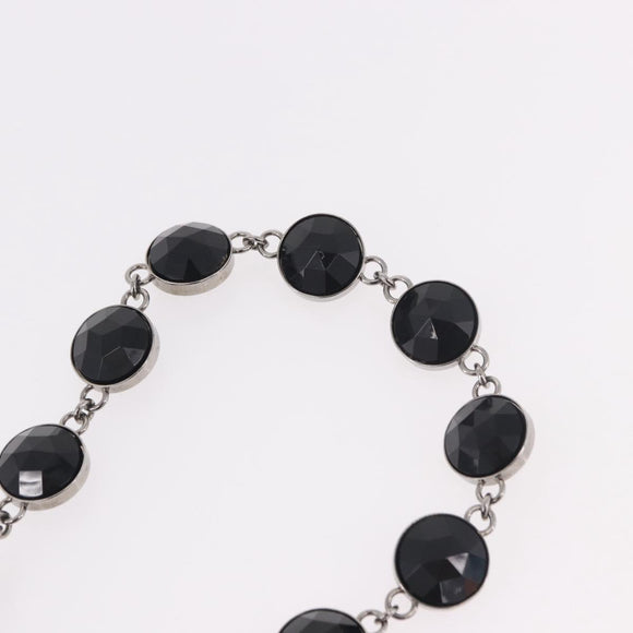 Miu Miu Necklace Metal Black Silver Auth BA14047A