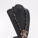 Miu Miu Necklace Metal Black Silver Auth BA14047A-12