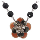 Miu Miu Necklace Metal Black Silver Auth BA14047A-1