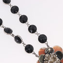 Miu Miu Necklace Metal Black Silver Auth BA14047A-4