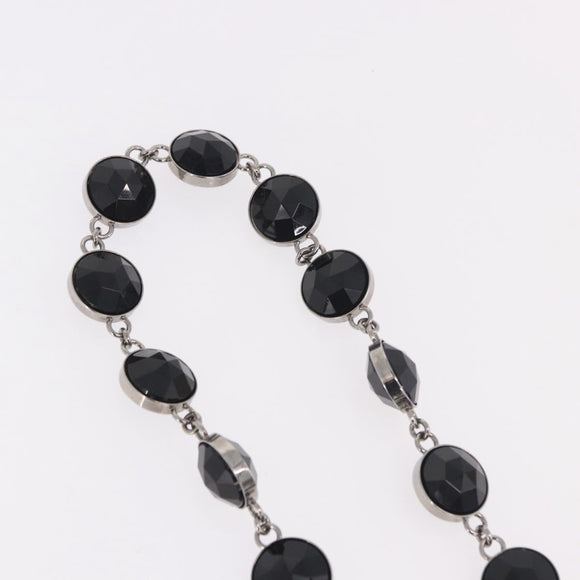 Miu Miu Necklace Metal Black Silver Auth BA14047A