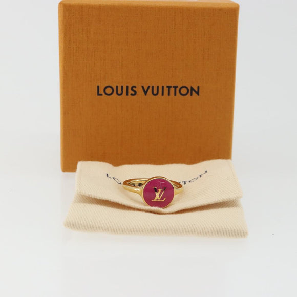 LOUIS VUITTON LV Confetti Ring Metal Fuchsia Pink Gold Tone M1921L Auth BA14048M