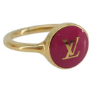 LOUIS VUITTON LV Confetti Ring Metal Fuchsia Pink Gold Tone M1921L Auth BA14048M-1