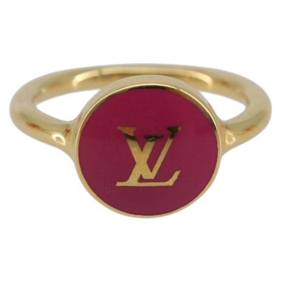 LOUIS VUITTON LV Confetti Ring Metal Fuchsia Pink Gold Tone M1921L Auth BA14048M