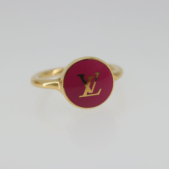 LOUIS VUITTON LV Confetti Ring Metal Fuchsia Pink Gold Tone M1921L Auth BA14048M
