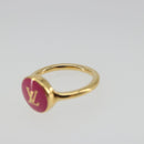 LOUIS VUITTON LV Confetti Ring Metal Fuchsia Pink Gold Tone M1921L Auth BA14048M-7