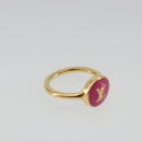 LOUIS VUITTON LV Confetti Ring Metal Fuchsia Pink Gold Tone M1921L Auth BA14048M-8