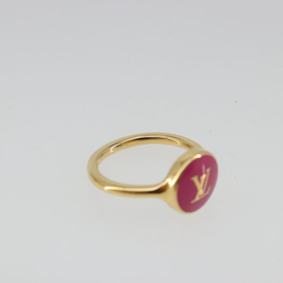 LOUIS VUITTON LV Confetti Ring Metal Fuchsia Pink Gold Tone M1921L Auth BA14048M
