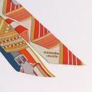 HERMES Twilly Scarf Silk "SANGLES EN ZIGZAG" Ivory Auth BA14065-3