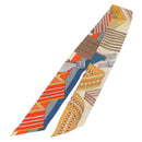 HERMES Twilly Scarf Silk "SANGLES EN ZIGZAG" Ivory Auth BA14065-7