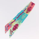HERMES Twilly Scarf Silk 2 Set Blue Red Green Auth BA14066-2