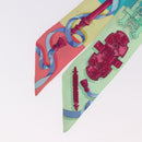 HERMES Twilly Scarf Silk 2 Set Blue Red Green Auth BA14066-3