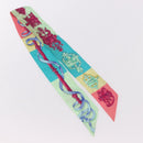 HERMES Twilly Scarf Silk 2 Set Blue Red Green Auth BA14066-8