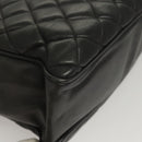 CHANEL Matelasse Chain Shoulder Bag Lamb Skin Black Gold CC Auth BA1407-9