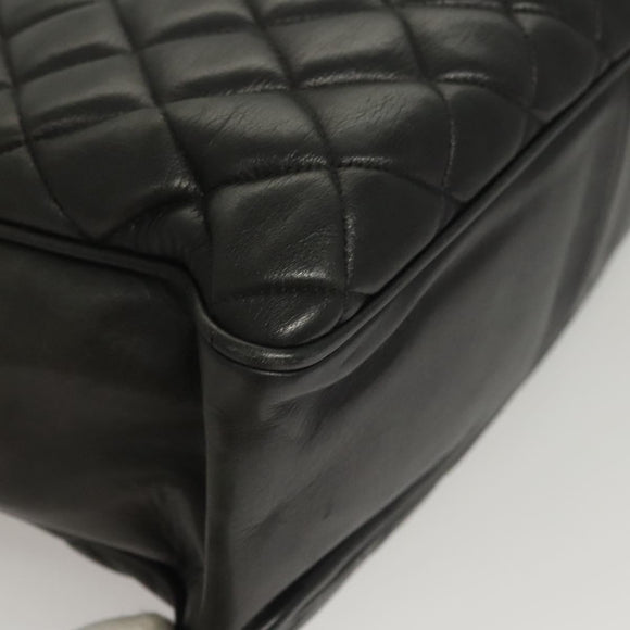 CHANEL Matelasse Chain Shoulder Bag Lamb Skin Black Gold CC Auth BA1407