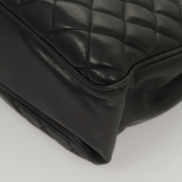 CHANEL Matelasse Chain Shoulder Bag Lamb Skin Black Gold CC Auth BA1407