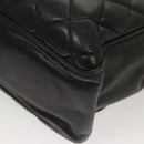 CHANEL Matelasse Chain Shoulder Bag Lamb Skin Black Gold CC Auth BA1407-16