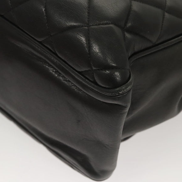 CHANEL Matelasse Chain Shoulder Bag Lamb Skin Black Gold CC Auth BA1407