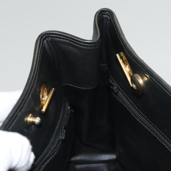 CHANEL Matelasse Chain Shoulder Bag Lamb Skin Black Gold CC Auth BA1407