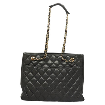 CHANEL Matelasse Chain Shoulder Bag Lamb Skin Black Gold CC Auth BA1407 - 0