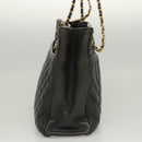 CHANEL Matelasse Chain Shoulder Bag Lamb Skin Black Gold CC Auth BA1407-4