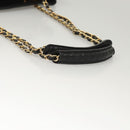 CHANEL Matelasse Chain Shoulder Bag Lamb Skin Black Gold CC Auth BA1407-7